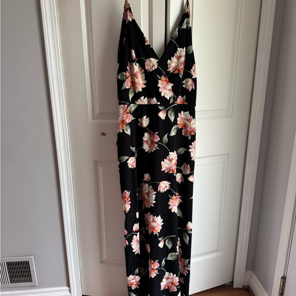 Lush Black and Pink Sleeveless Maxi Dress for Weddings